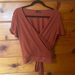 PAPEROC - Mauve burnt orange wrap top